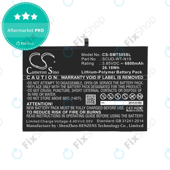Batterie pour Samsung Galaxy Tab A7, 6800mAh, Li-Pol, 3.85V, SCUD-WT-N19, HQ