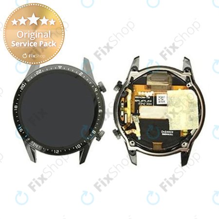 Huawei Watch GT2 Latona-B19 46 mm - Écran LCD + Écran Tactile + Cadre (Noir Mat) - 02353FYU Genuine Service Pack