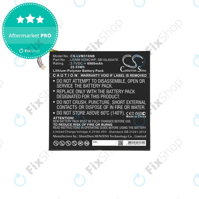 Batterie pour Lenovo Miix 300, Miix 310, 6900mAh, Li-Pol, 3.7V, LENM1029CWP, HQ