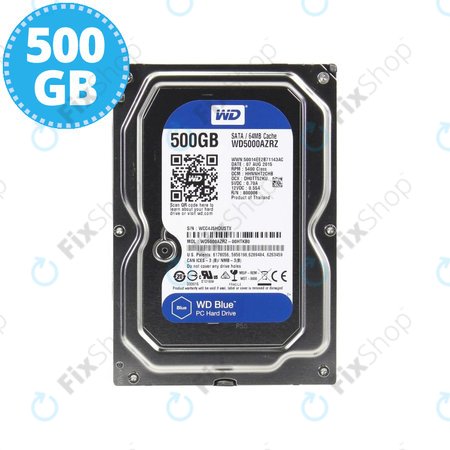 WD Blue - Disque dur 3,5" 500 Go (7 200 tr/min, cache 64 Mo, 6 Go/s) - WD5000AZRZ
