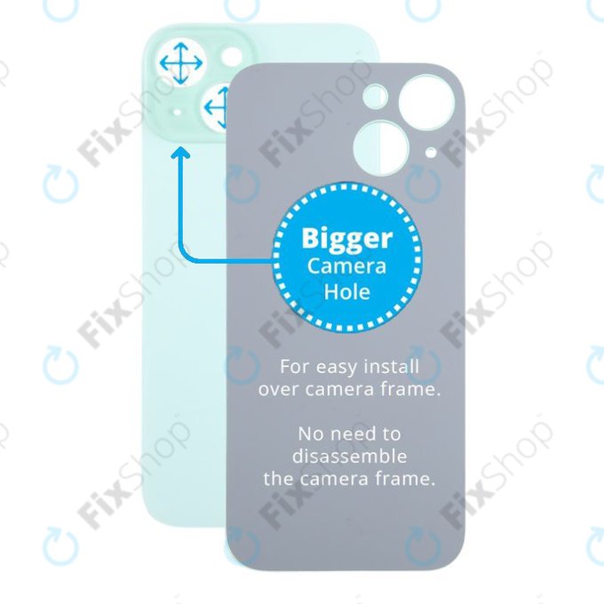 Apple iPhone 15 - Verre du boîtier arrière avec plus grand trou pour l'appareil photo (Green)
