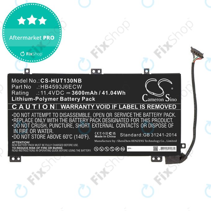 Batterie pour Huawei MateBook 13, 13 i7, 3600mAh, Li-Pol, 11.4V, HB4593J6ECW, HQ