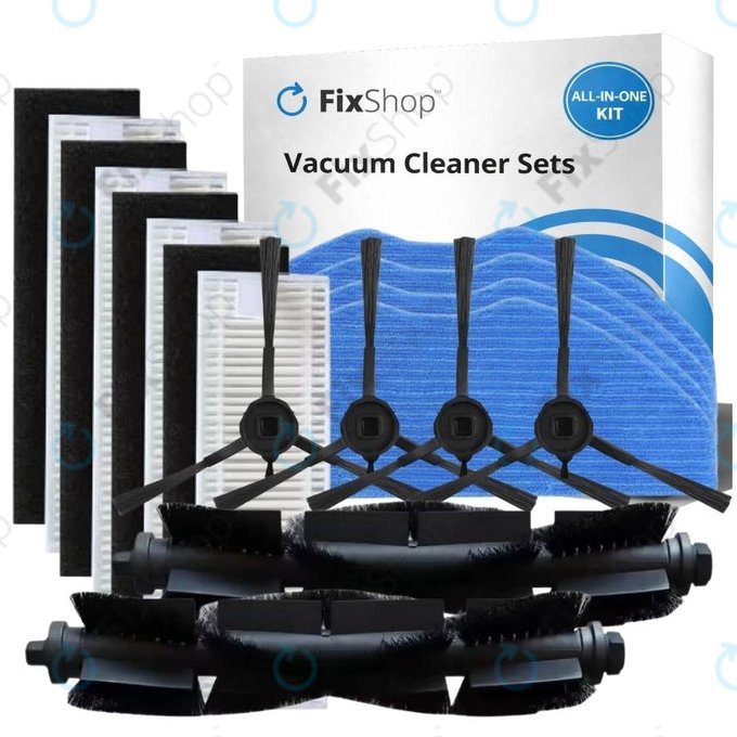 Kit de pièces de rechange pour Rowenta X-Plorer S75s (2x Brosses principales, 4x Filtres, 4x Brosses latérales, 4x Lingettes de lavage)