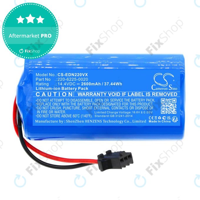 Batterie pour Lenovo, Neebo, Prixton, Ecovacs, Ultenic, 2600mAh, Li-Ion, 14.4V, 220-6225-0020, HQ