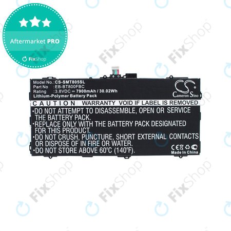 Batterie pour Samsung Galaxy Tab S 10.5, 7900mAh, Li-Pol, 3.8V, EB-BT800FBC, HQ