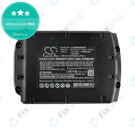 Batterie pour Milwaukee, Atlas Copco, Berner, 2000mAh, Li-Ion, 18V, M18, HQ