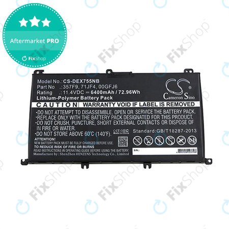 Batterie pour Dell Inspirion 15, 6400mAh, Li-Pol, 11.4V, 357F9, HQ