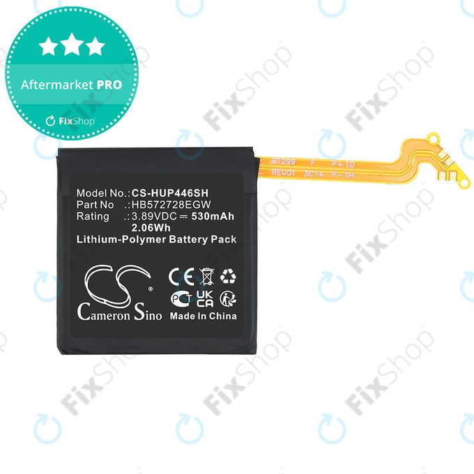 Batterie pour Huawei Watch GT4 46mm, 530mAh, Li-Pol, 3.89V, HB572728EGW, HQ
