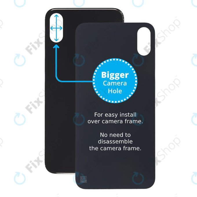 Apple iPhone XS Max - Verre du boîtier arrière avec plus grand trou pour l'appareil photo (gris sidéral)