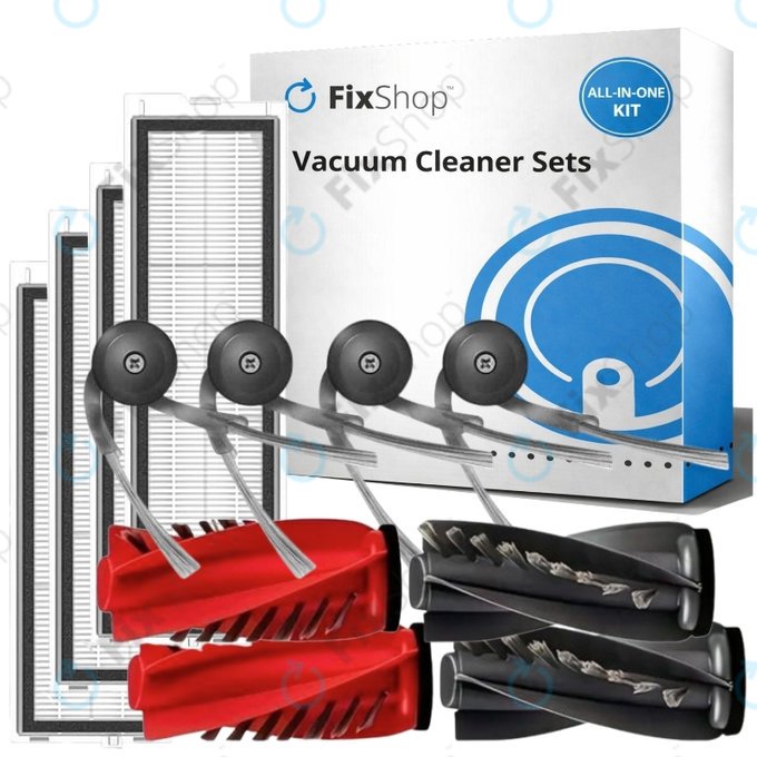 Kit de pièces de rechange pour Xiaomi Roborock Qrevo, Qrevo Curv, Qrevo Edge, Qrevo 5AE (2x Brosse principale, 4x Filtre, 4x Brosse latérale)