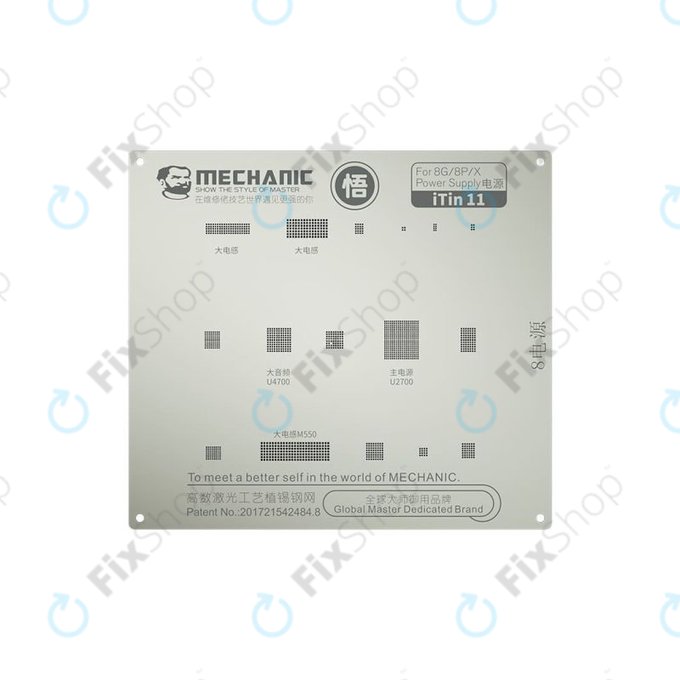 Mechanic iTin 11 - Pochoir en acier pour carte mère pour iPhone 8, 8 Plus, X