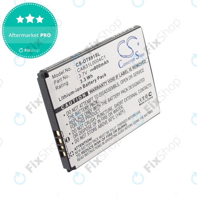 Batterie pour Alcatel One Touch, OT, TCL A, Vodafone, 900mAh, Li-ion, 3.7V, CAB31L0004C1, HQ