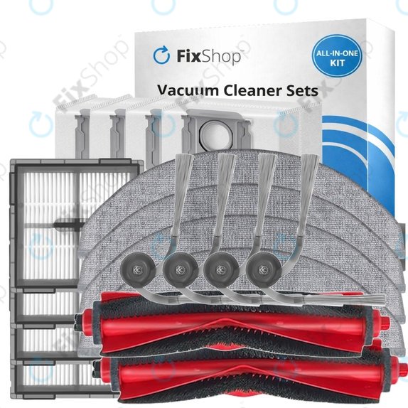 Kit de pièces de rechange pour Xiaomi Roborock Q10 VF, Q10 VF+, S8 Pro, S8 Pro Plus (2x Brosse principale, 4x Filtre, 4x Brosse latérale, 4x Chiffon de vadrouille, 4x Sac à poussière)