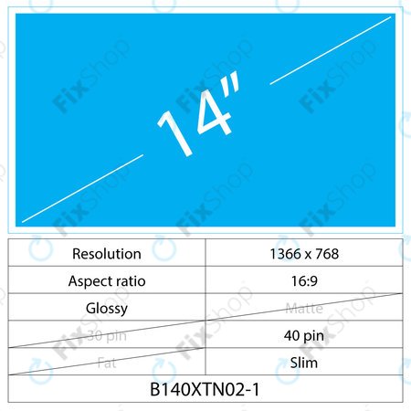 14 LCD LED Fin Brillant 40 broches