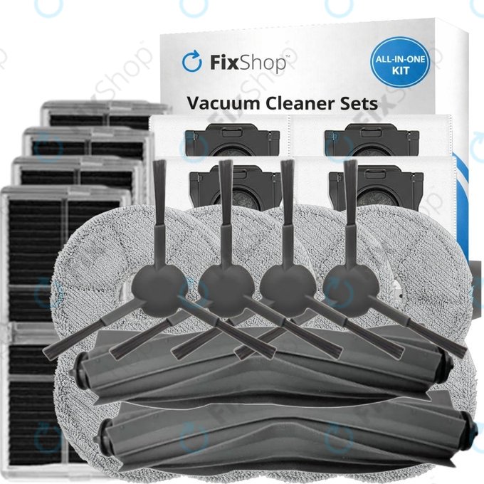 Kit de pièces de rechange pour Xiaomi Dreame Mova E30 Ultra (2x Brosse principale, 4x Filtre, 4x Brosse latérale, 8x Chiffon de vadrouille, 4x Sac à poussière)