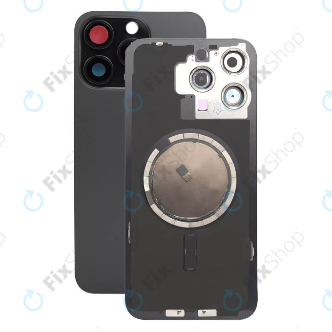 Apple iPhone 15 Pro Max - Verre du boîtier arrière + Verre de la caméra + Cadre en métal + Aimant MagSafe (Black Titanium)