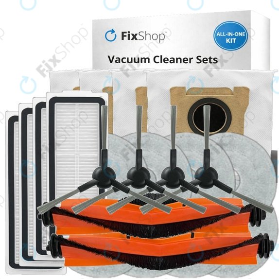 Kit de pièces de rechange pour Xiaomi Robot Vacuum X20 Max, X20 Pro (2x Brosse principale, 4x Filtre, 4x Brosse latérale, 8x Chiffon de vadrouille, 4x Sac à poussière)