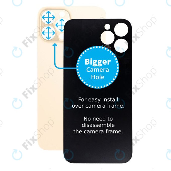 Apple iPhone 12 Pro - Verre du boîtier arrière avec plus grand trou pour l'appareil photo (or)