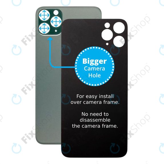 Apple iPhone 11 Pro - Verre du boîtier arrière avec plus grand trou pour la caméra (vert)