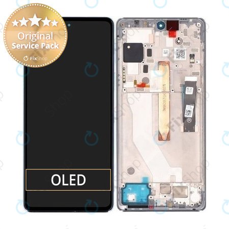 Motorola Edge 20 Pro XT2153 - Écran LCD + Écran tactile + Cadre (Blanc irisé) - 5D68C19376 Genuine Service Pack