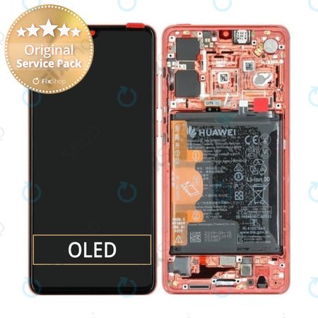 Huawei P30 - Écran LCD + Ecran Tactile + Cadre + Batterie (Amber Sunrise) - 02352NLQ, 02353UBW, 02354HRG Genuine Service Pack