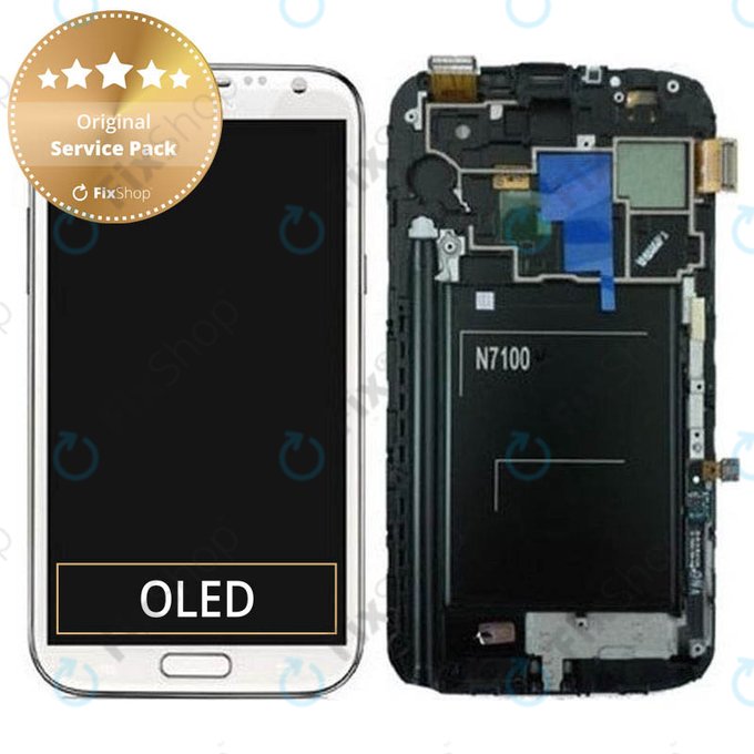 Samsung Galaxy Note 2 N7100 - Écran LCD + Ecran Tactile + Cadre (Marbre Blanc) - GH97-14112A Genuine Service Pack