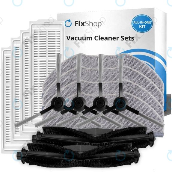 Kit de pièces de rechange pour Xiaomi Viomi V3 MAX (2x Brosses principales, 4x Filtres, 4x Brosses latérales, 4x Lingettes de lavage)