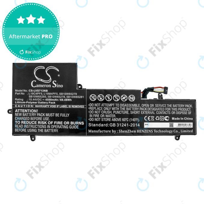 Batterie pour Lenovo Yoga Slim 7-15IIL, 4500mAh, Li-Pol, 15.44V, L19C4PF5, HQ