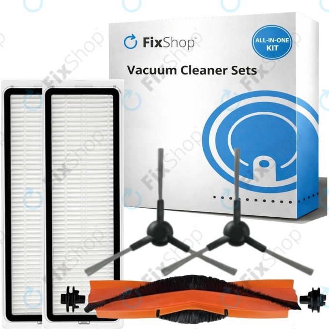 Kit de pièces de rechange pour Xiaomi Mi Robot Vacuum S20+, S10+, X20+, X10+ (1x Brosse principale, 2x Filtre, 2x Brosse latérale – noire)