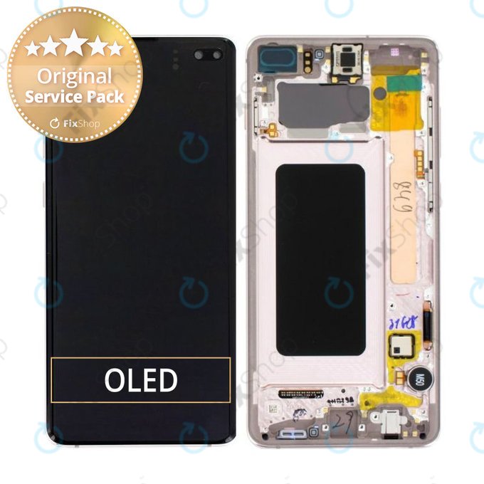 Samsung Galaxy S10 Plus G975F - Écran LCD + Écran Tactile + Cadre (Rose Flamant) - GH82-18849D, GH82-18834D Genuine Service Pack