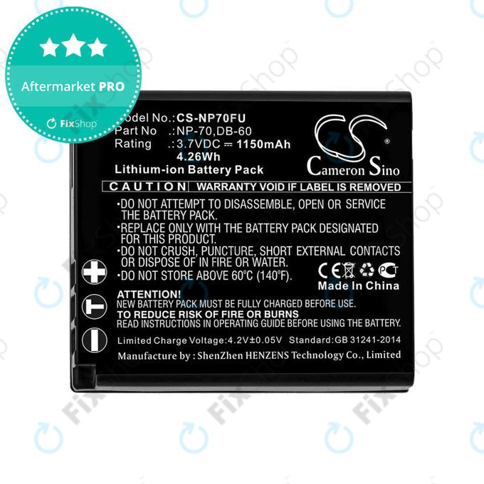 Batterie pour Panasonic Lumix DMC-FX01, 1150mAh, Li-Ion, 3.7V, CGA-S005, HQ