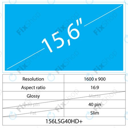 15,6 LCD Fin Brillant 40 broches HD+