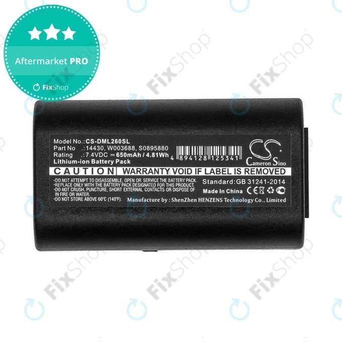 Batterie pour Dymo 260, 280, 650, 650mAh, Li-Ion, 7.4V, 14430, HQ