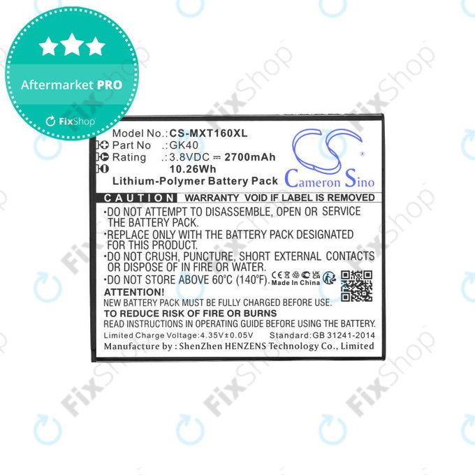 Batterie pour Motorola Moto E4 XT1761, 2700mAh, Li-Pol, 3.8 V, GK40, HQ