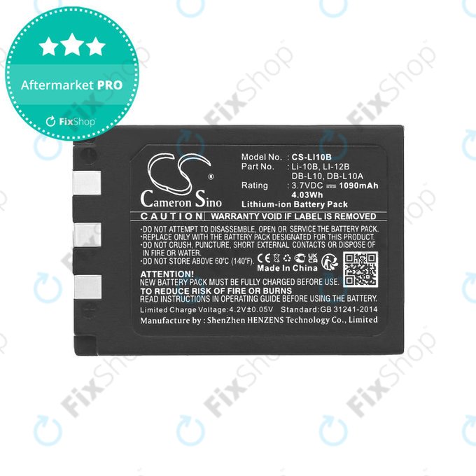 Batterie pour Olympus C-765 Zoom, Camedia X-3, 1090mAh, Li-Ion, 3.7V, Li-10B, HQ