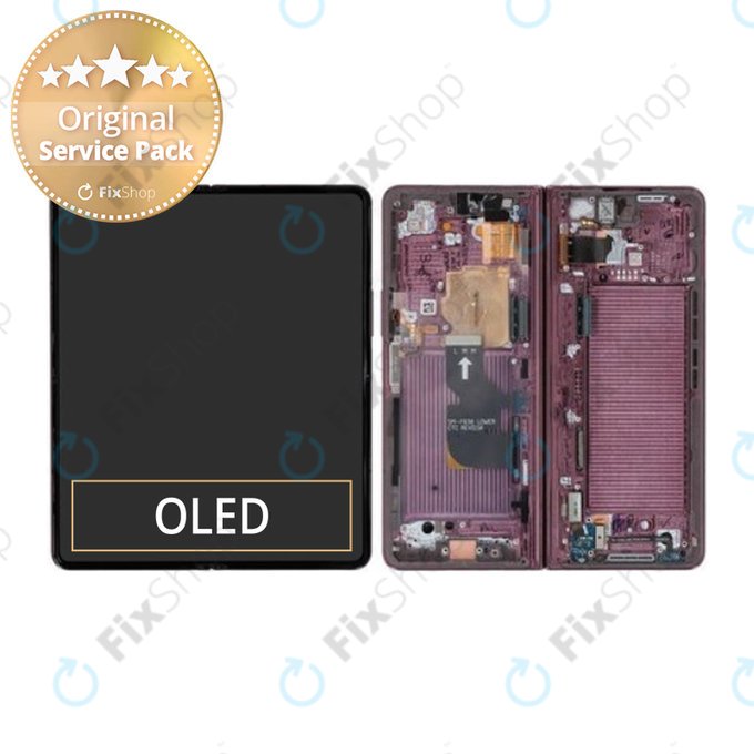 Samsung Galaxy Z Fold 4 F936B - Écran LCD + Ecran Tactile + Cadre (Burgundy) - GH82-29461D, GH82-29462D Genuine Service Pack