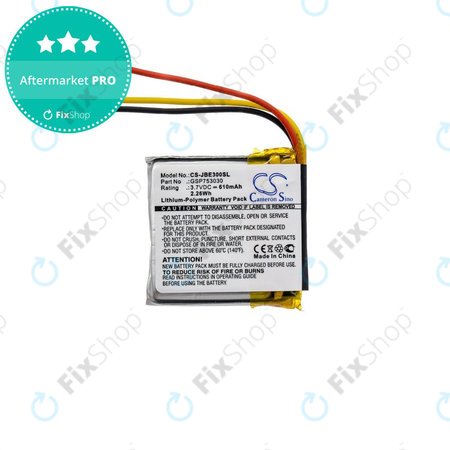 Batterie pour JBL Everest Elite 300, E45BT, E55BT, Live 650BT NC, 610mAh, Li-Pol, 3.7V, GSP753030, HQ