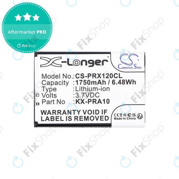 Batterie pour Panasonic KX-PRX110, 120, 150, 1750mAh, Li-Ion, 3.7V, KX-PRA10, HQ