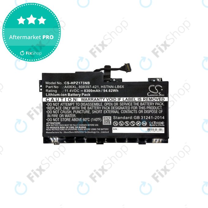 Batterie pour HP Zbook 17 G3, 8300mAh, Li-Ion, 11.4V, AI06XL, HQ
