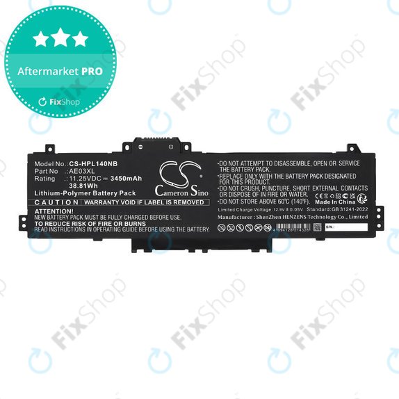 Batterie pour HP 14, 15, 3450mAh, Li-Pol, 11.25V, AE03XL, HQ