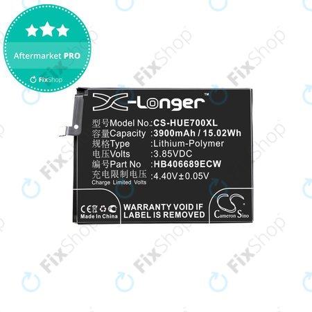 Batterie pour Huawei Y7, 3900mAh, Li-Pol, 3.85V, HB406689ECW, HQ