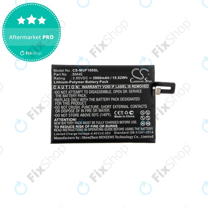 Batterie pour Pocophone M1805e10a, Pocophone Poco F1, 3900mAh, Li-Pol, 3.85 V, BM4E, HQ