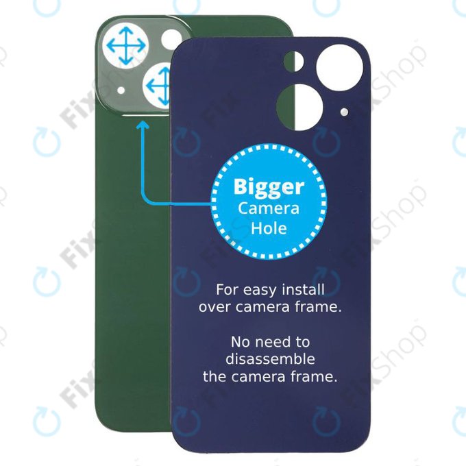 Apple iPhone 13 Mini - Verre du boîtier arrière avec plus grand trou pour l'appareil photo (Vert)