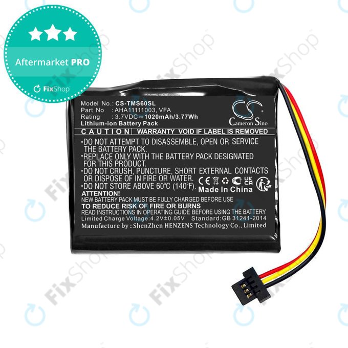 Batterie pour TomTom Start 60, 1020mAh, Li-Ion, 3.7V, VFA, HQ