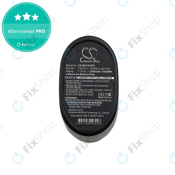 Batterie pour Makita CL070, CL072, DF010, TD020, TD021, TD022, 2500mAh, Li-Ion, 7.2V, 194355-4, HQ