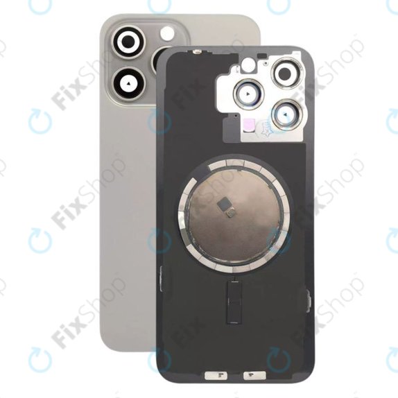 Apple iPhone 15 Pro Max - Verre du boîtier arrière + Verre de la caméra + Cadre en métal + Aimant MagSafe (Natural Titanium)