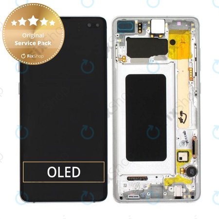 Samsung Galaxy S10 Plus G975F - Écran LCD + Écran tactile + Cadre (Blanc prisme) - GH82-18849B, GH82-18834G, GH82-18849G, GH82-18834B Genuine Service Pack