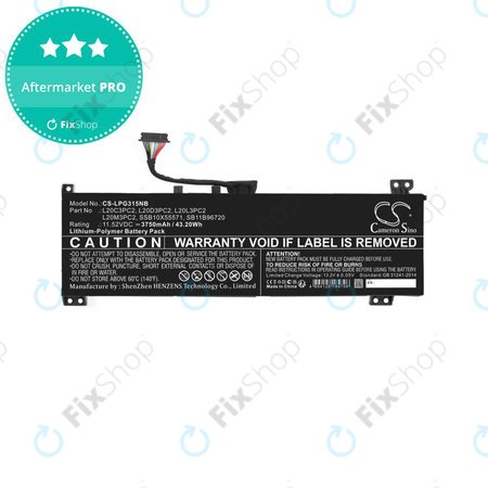 Batterie pour Lenovo IdeaPad Gaming 3, 3750mAh, Li-Pol, 11.52V, L20C3PC2, HQ