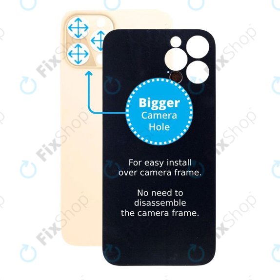 Apple iPhone 12 Pro Max - Verre du boîtier arrière avec plus grand trou pour l'appareil photo (Or)