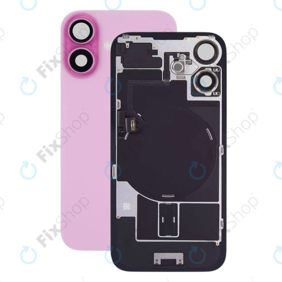 Apple iPhone 16 Plus - Verre de la coque arriere + Verre de caméra + Plaque en métal + Aimants MagSafe (Pink)